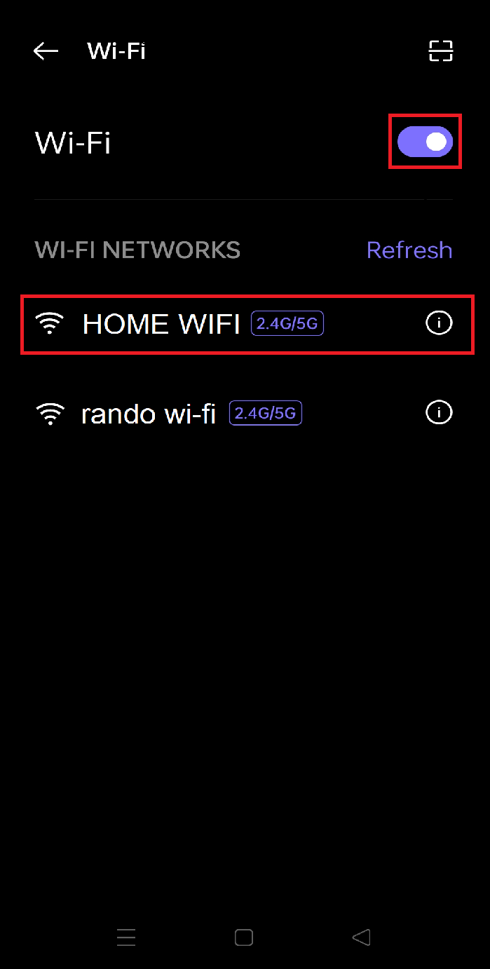 Screenshot Android WiFi networks list