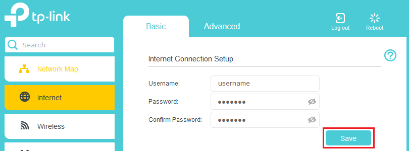 TP-Link Modem PPPoE settings