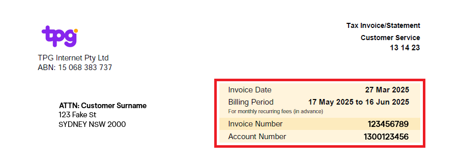 Invoice account details
