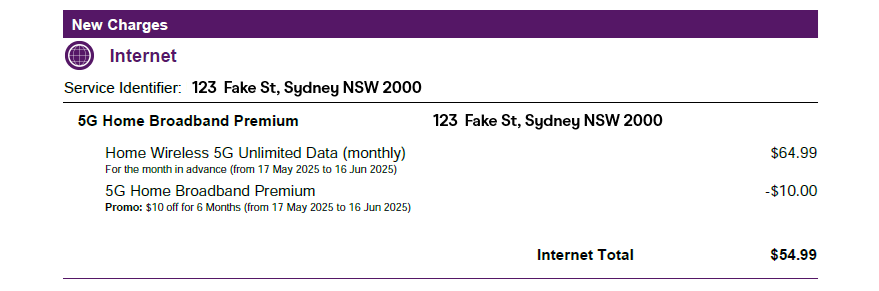 Invoice example new charges