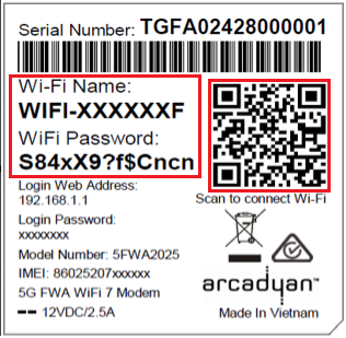 Diagram Wi-Fi Max 5G barcode sticker