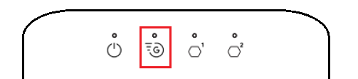 Diagram ZyXel NTU - from left to right, lights are Power, G.Fast, LAN 1 and LAN 2.